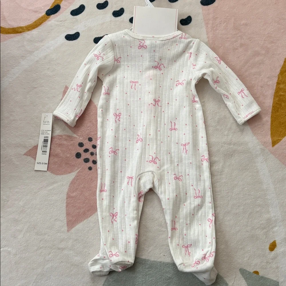 Nicole Miller Pink Bow Baby One Piece - Size 0 to 3 months